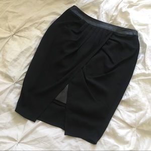 Black faux leather Drape Skirt